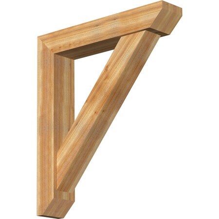 Ekena Millwork Traditional Slat Rough Sawn Bracket w/ Offset Brace, Western Red Cedar, 8"W x 42"D x 48"H BKT0806X42X48TRA06RWR